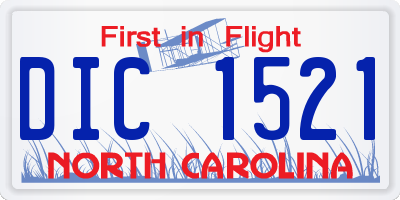 NC license plate DIC1521