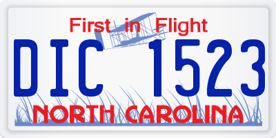 NC license plate DIC1523