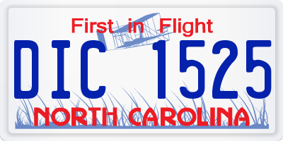 NC license plate DIC1525