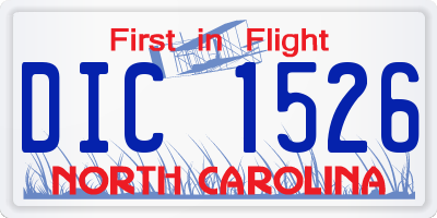 NC license plate DIC1526