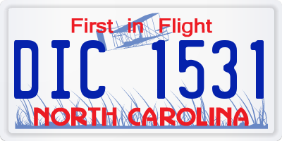 NC license plate DIC1531
