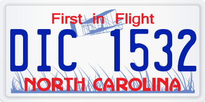 NC license plate DIC1532