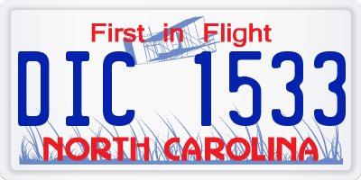 NC license plate DIC1533