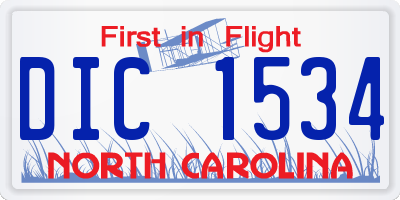 NC license plate DIC1534