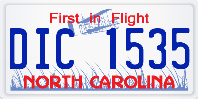 NC license plate DIC1535
