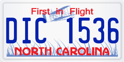 NC license plate DIC1536