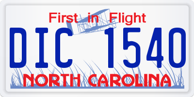 NC license plate DIC1540