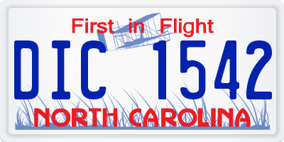 NC license plate DIC1542