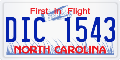 NC license plate DIC1543