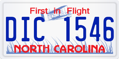 NC license plate DIC1546