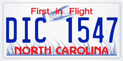 NC license plate DIC1547
