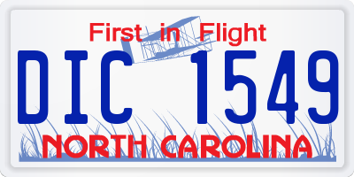 NC license plate DIC1549