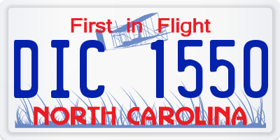 NC license plate DIC1550