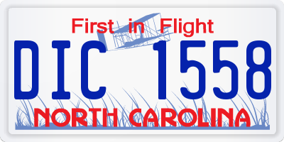 NC license plate DIC1558