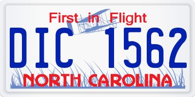 NC license plate DIC1562