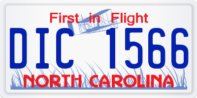 NC license plate DIC1566
