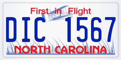 NC license plate DIC1567