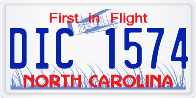 NC license plate DIC1574