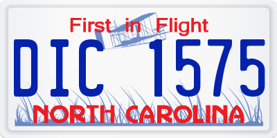 NC license plate DIC1575