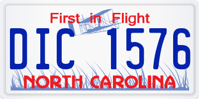 NC license plate DIC1576