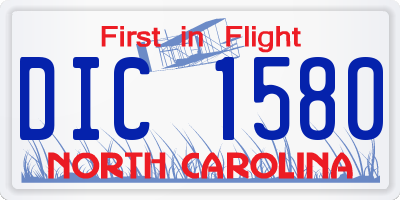 NC license plate DIC1580