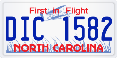 NC license plate DIC1582