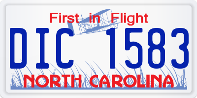 NC license plate DIC1583