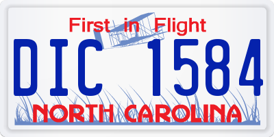 NC license plate DIC1584