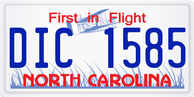 NC license plate DIC1585