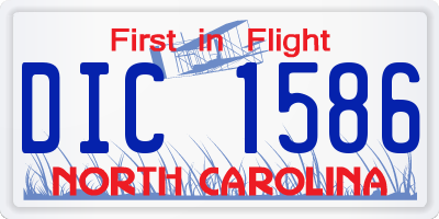 NC license plate DIC1586