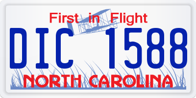 NC license plate DIC1588