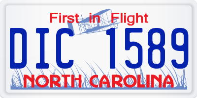 NC license plate DIC1589