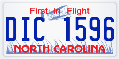 NC license plate DIC1596