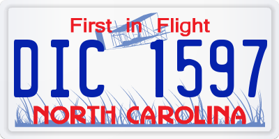 NC license plate DIC1597