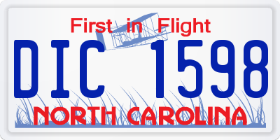 NC license plate DIC1598