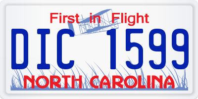 NC license plate DIC1599