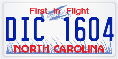 NC license plate DIC1604
