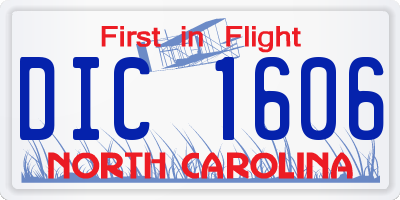 NC license plate DIC1606