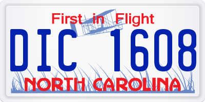 NC license plate DIC1608