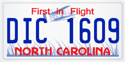 NC license plate DIC1609