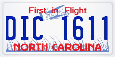 NC license plate DIC1611