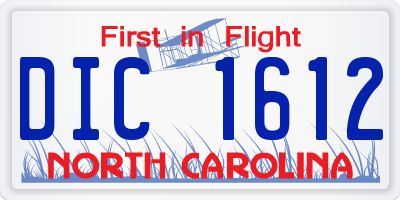 NC license plate DIC1612