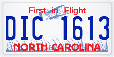 NC license plate DIC1613