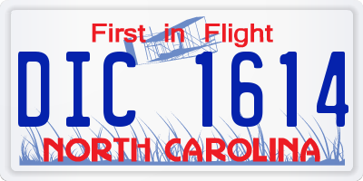 NC license plate DIC1614