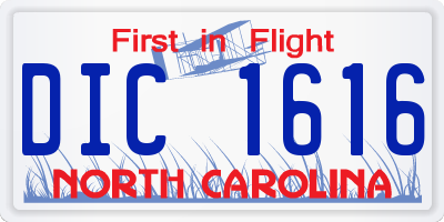 NC license plate DIC1616