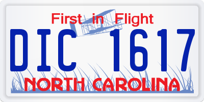NC license plate DIC1617