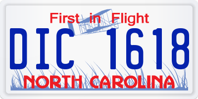 NC license plate DIC1618