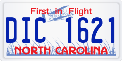 NC license plate DIC1621