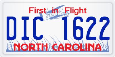 NC license plate DIC1622