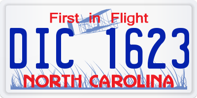 NC license plate DIC1623